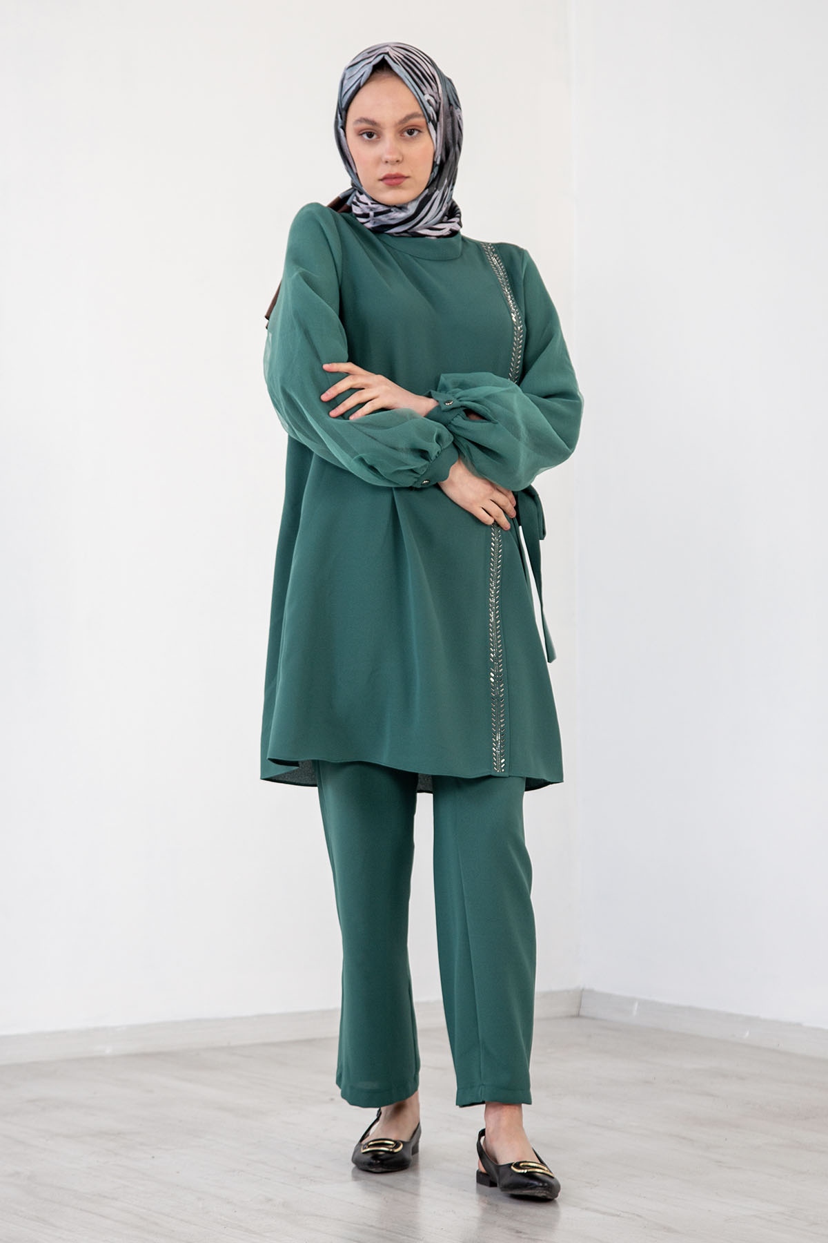 7658 Takim 40-48 Tül - Yesil - 3