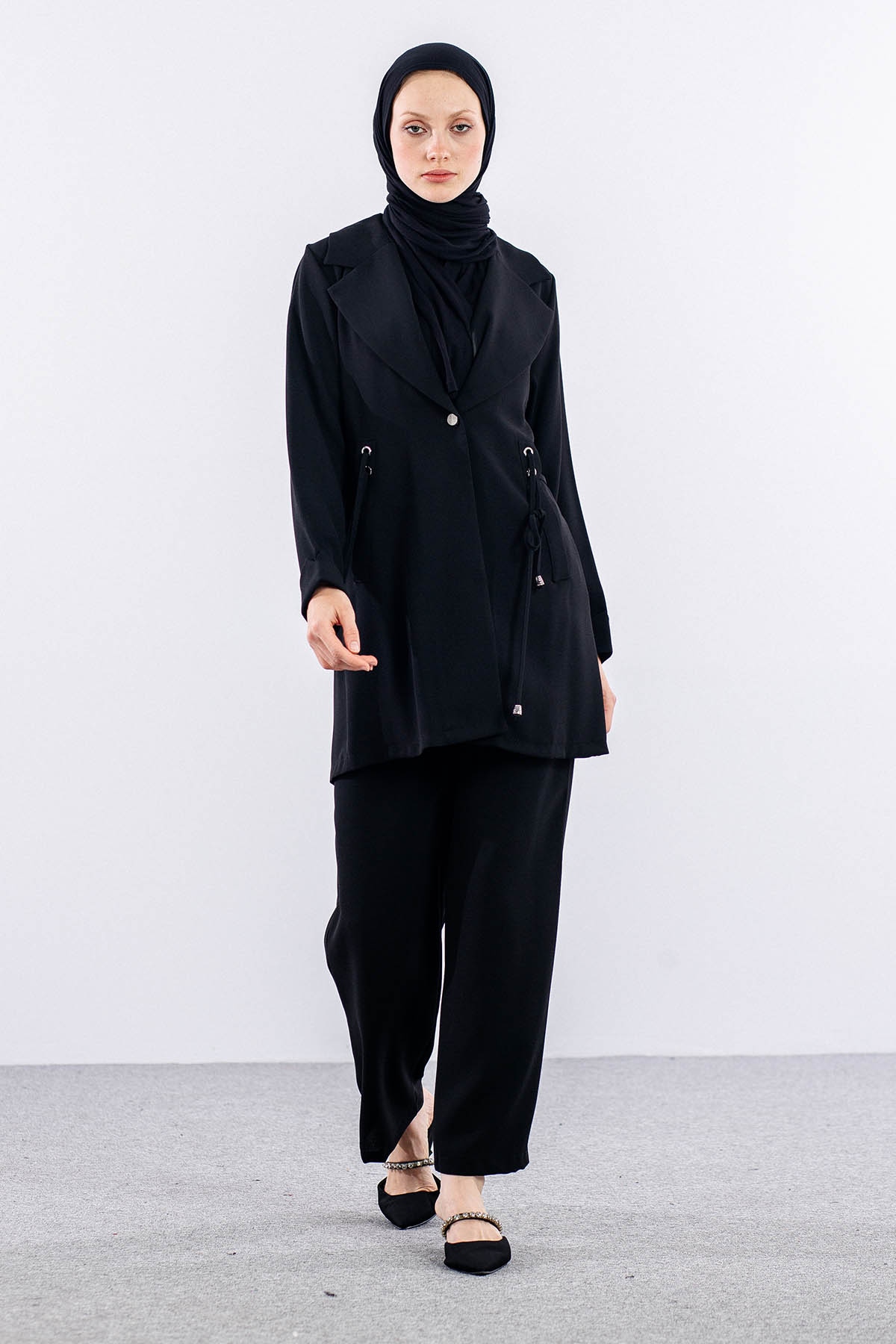 7677 Takim 40-48 Kuşgözü Detay şik - Siyah - 3