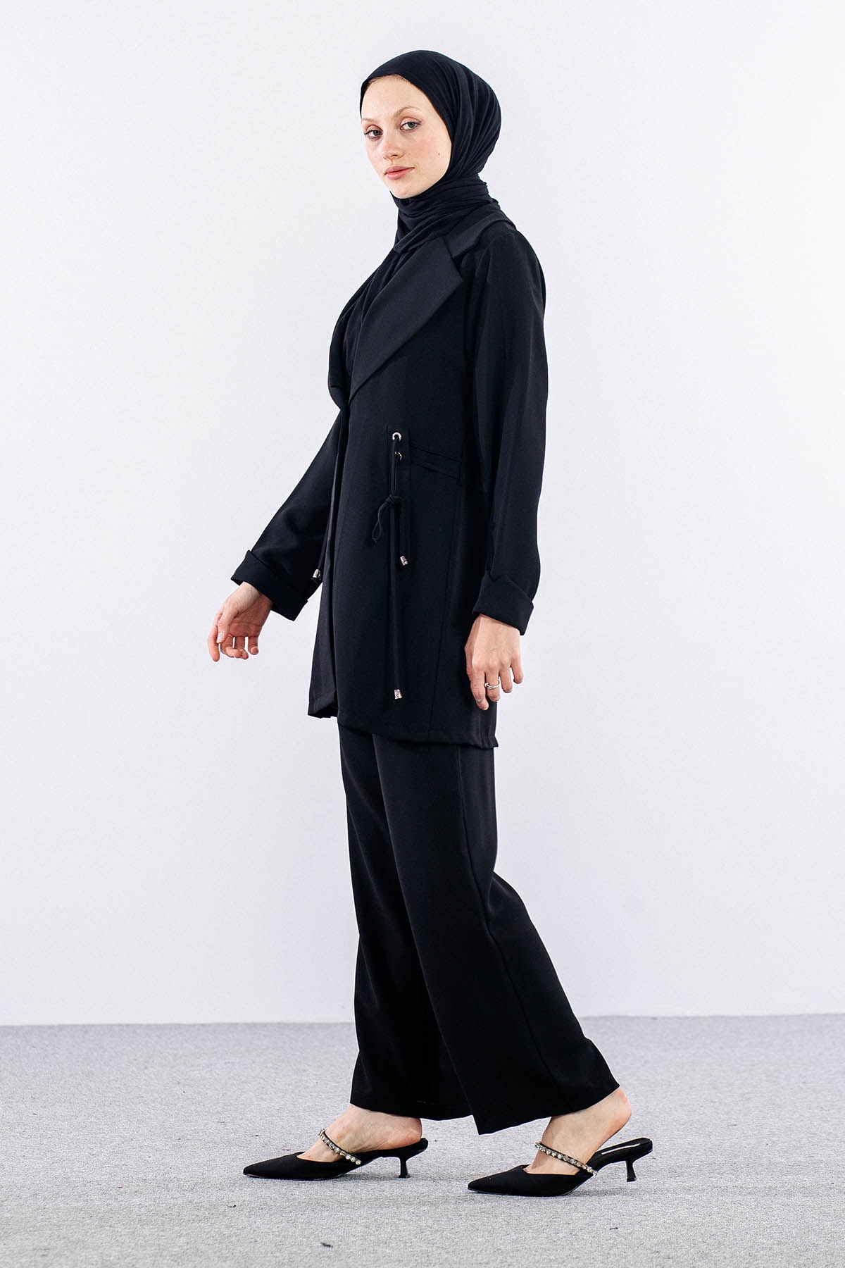 7677 Takim 40-48 Kuşgözü Detay şik - Siyah - 4