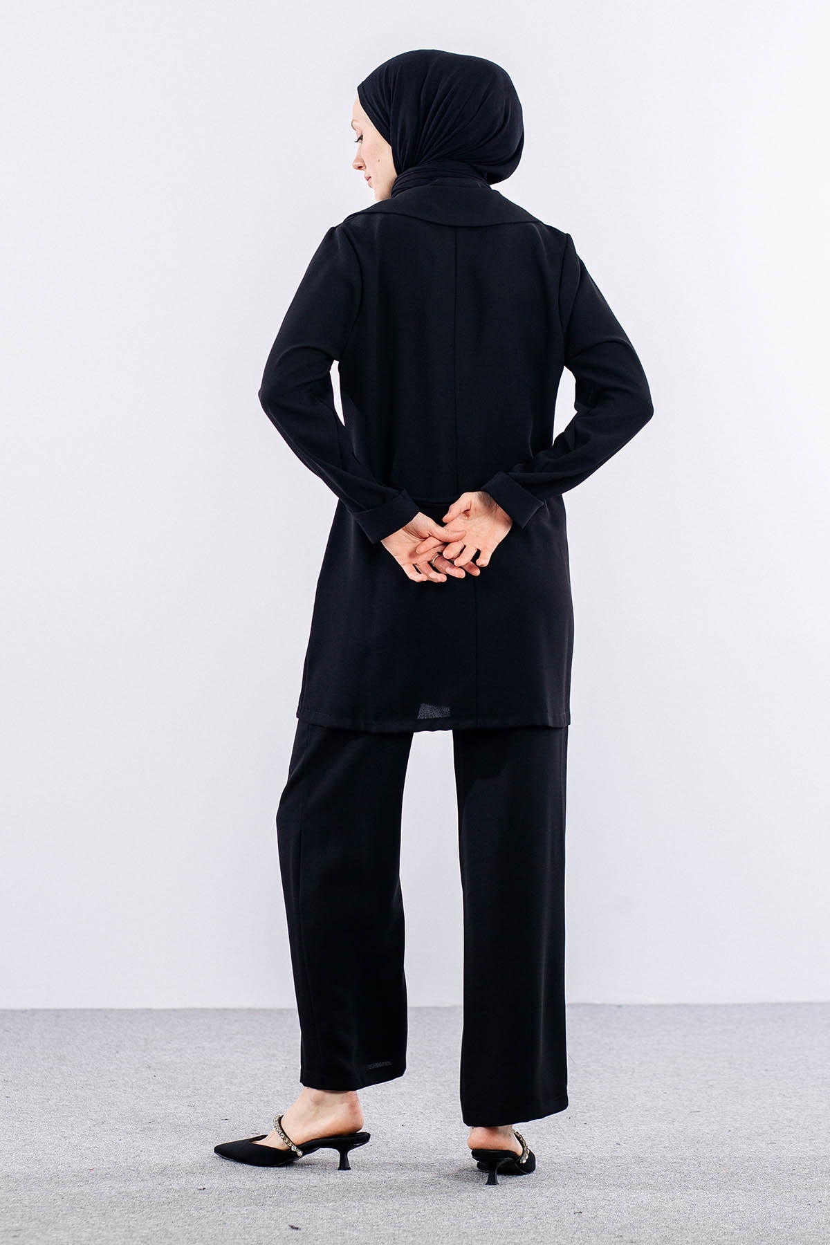 7677 Takim 40-48 Kuşgözü Detay şik - Siyah - 5