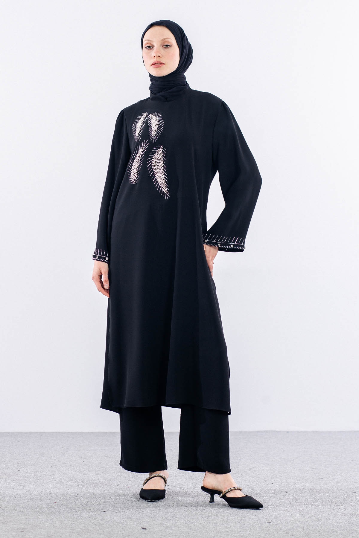 7683 şik Takim 42-50 Yaprak - Siyah - 1