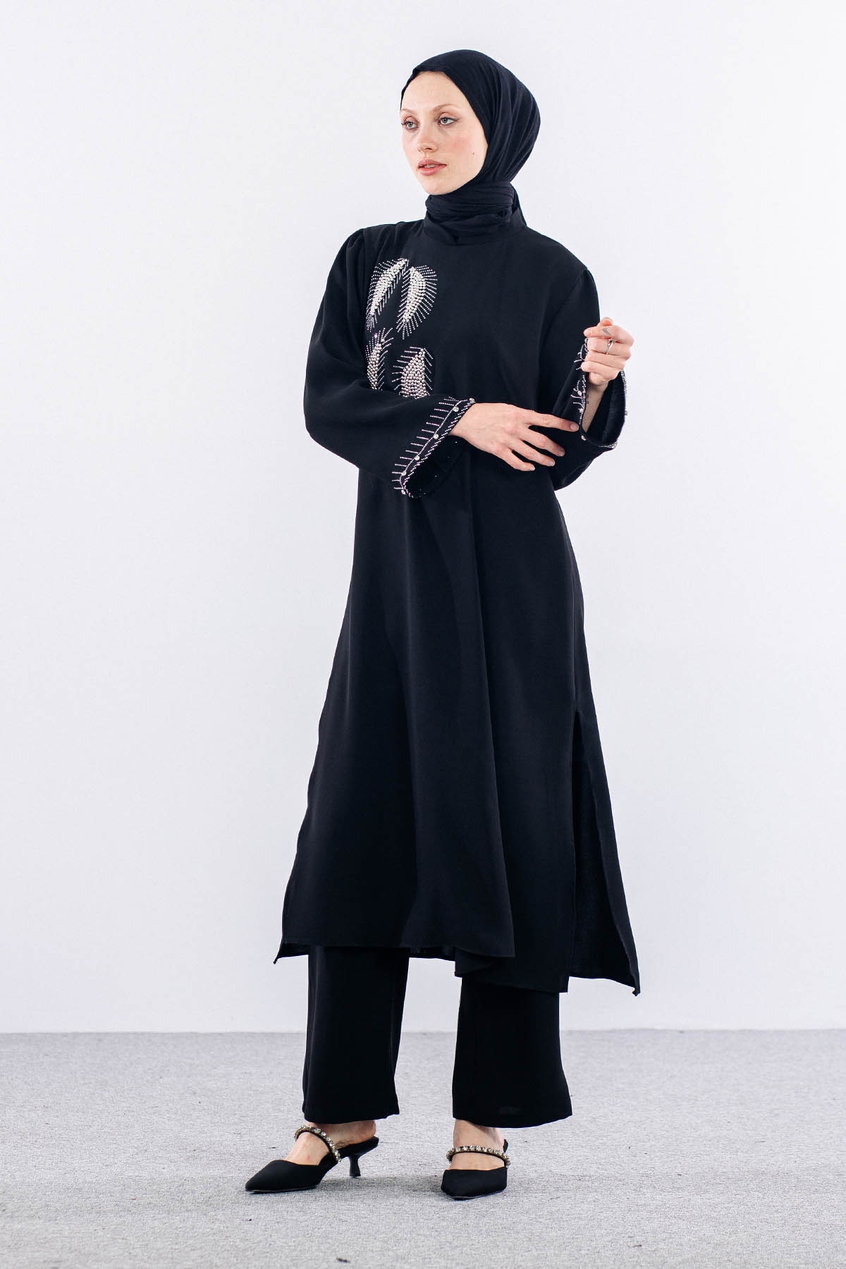 7683 şik Takim 42-50 Yaprak - Siyah - 2