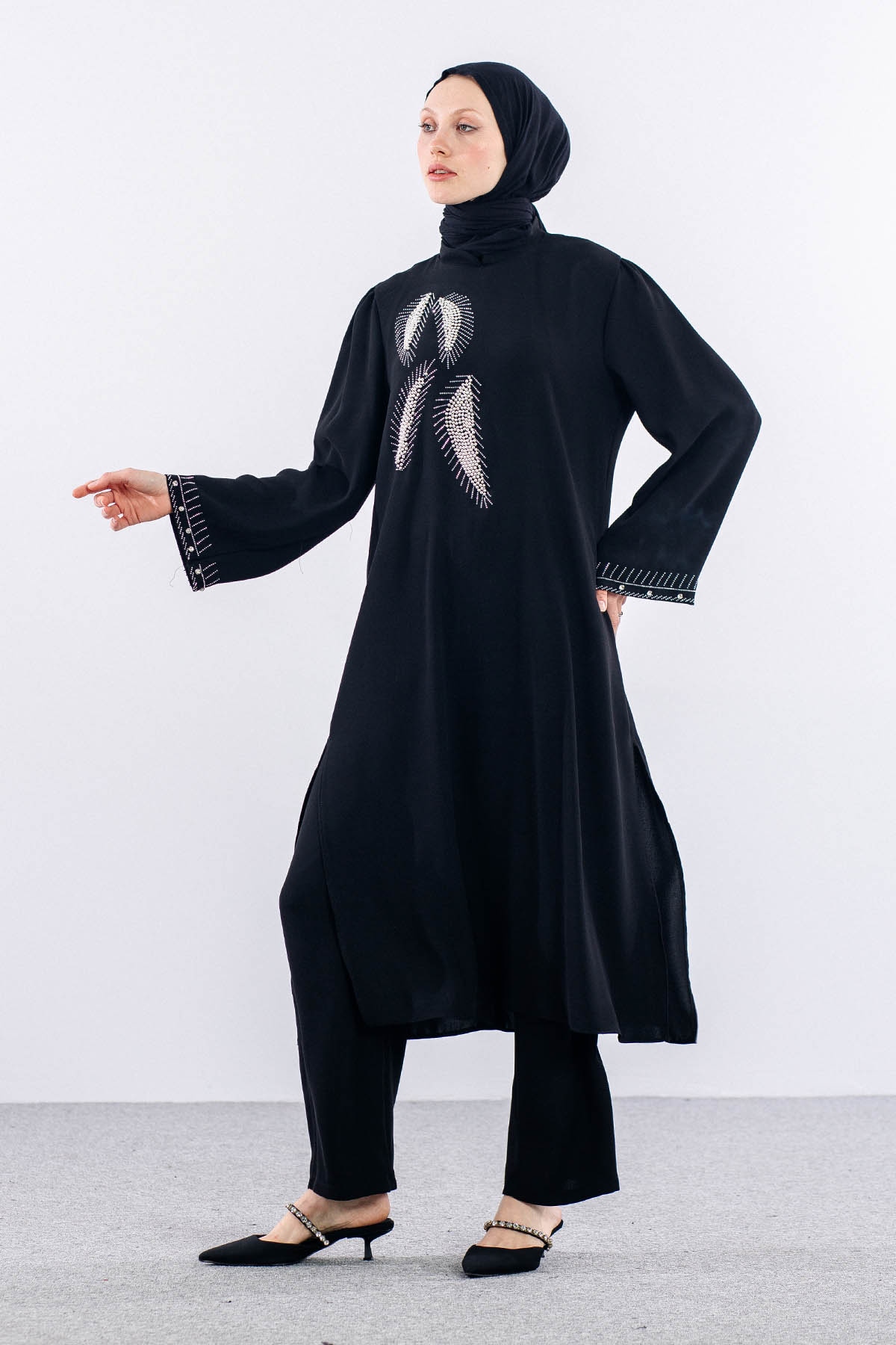 7683 şik Takim 42-50 Yaprak - Siyah - 3