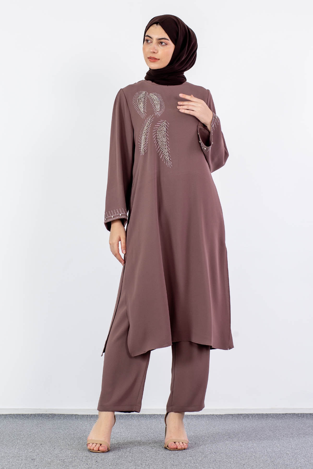 7683 Takim 42-50 Yaprak - Kahve - 1