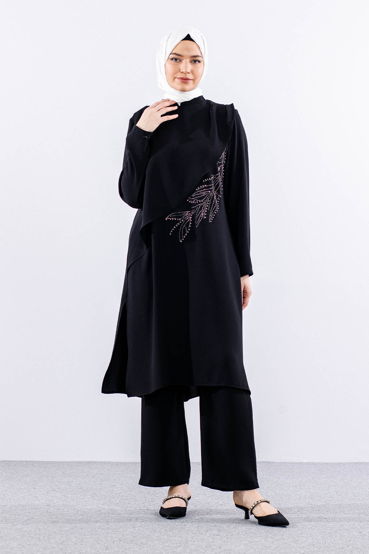 7689 şik Takim 42-50 İnci - Siyah - 2