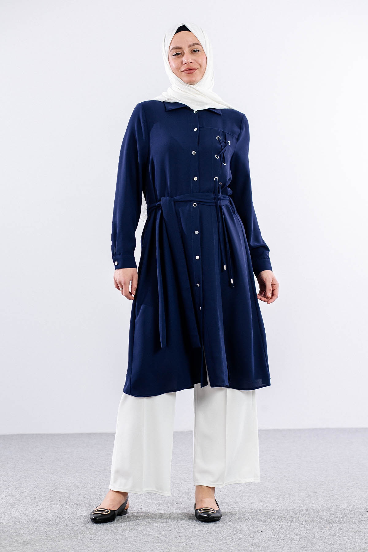 7693 Tunik 40-48 Kusgozu - Lacivert - 1