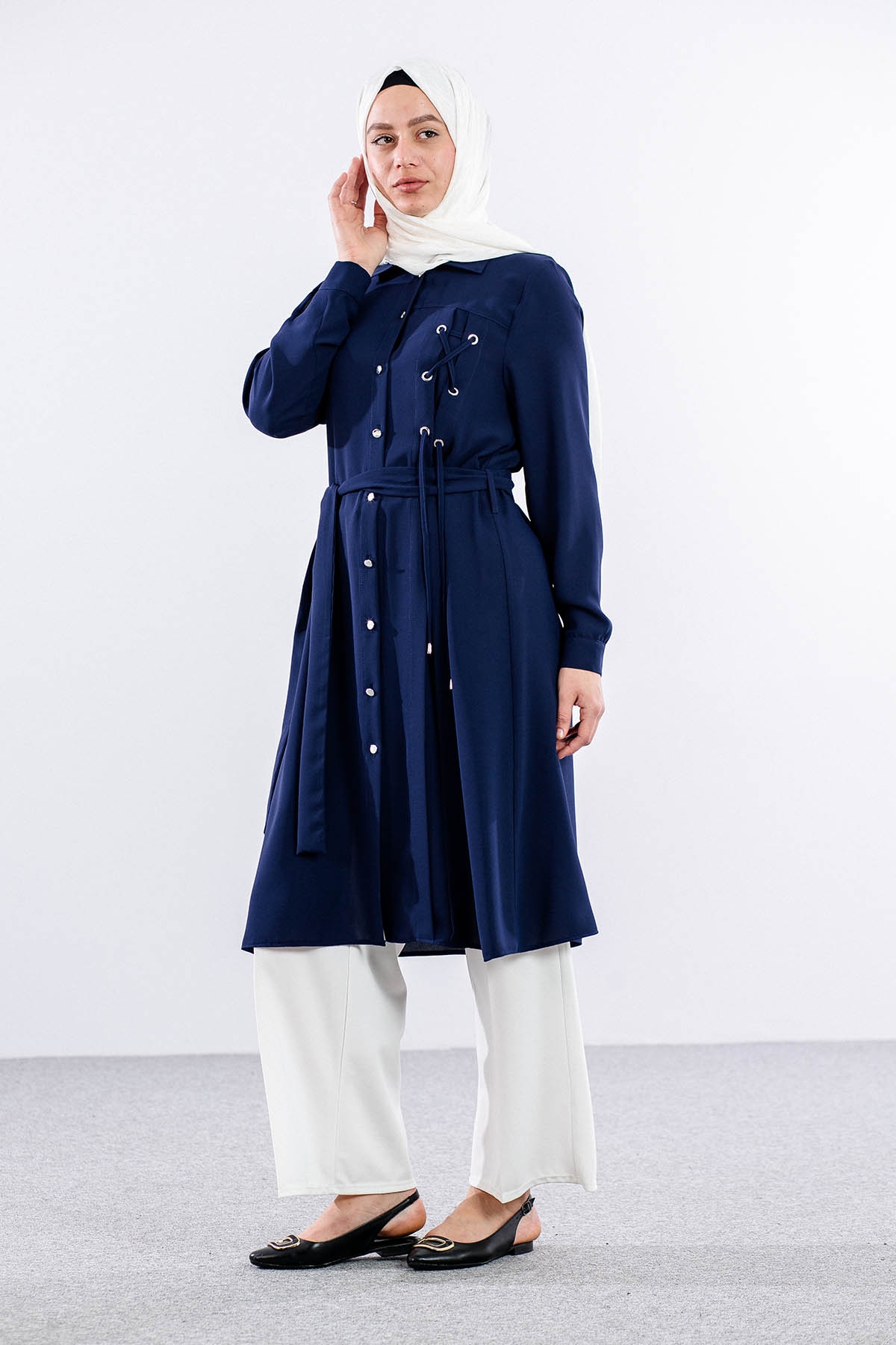 7693 Tunik 40-48 Kusgozu - Lacivert - 2