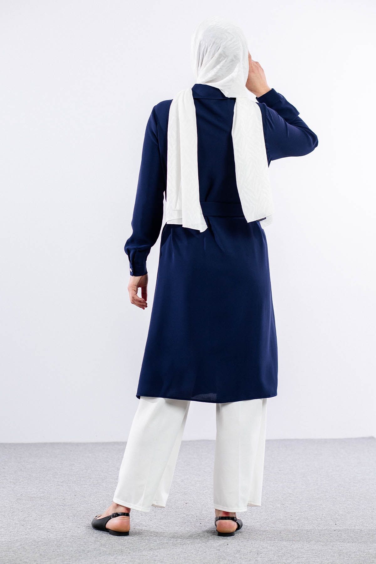 7693 Tunik 40-48 Kusgozu - Lacivert - 4