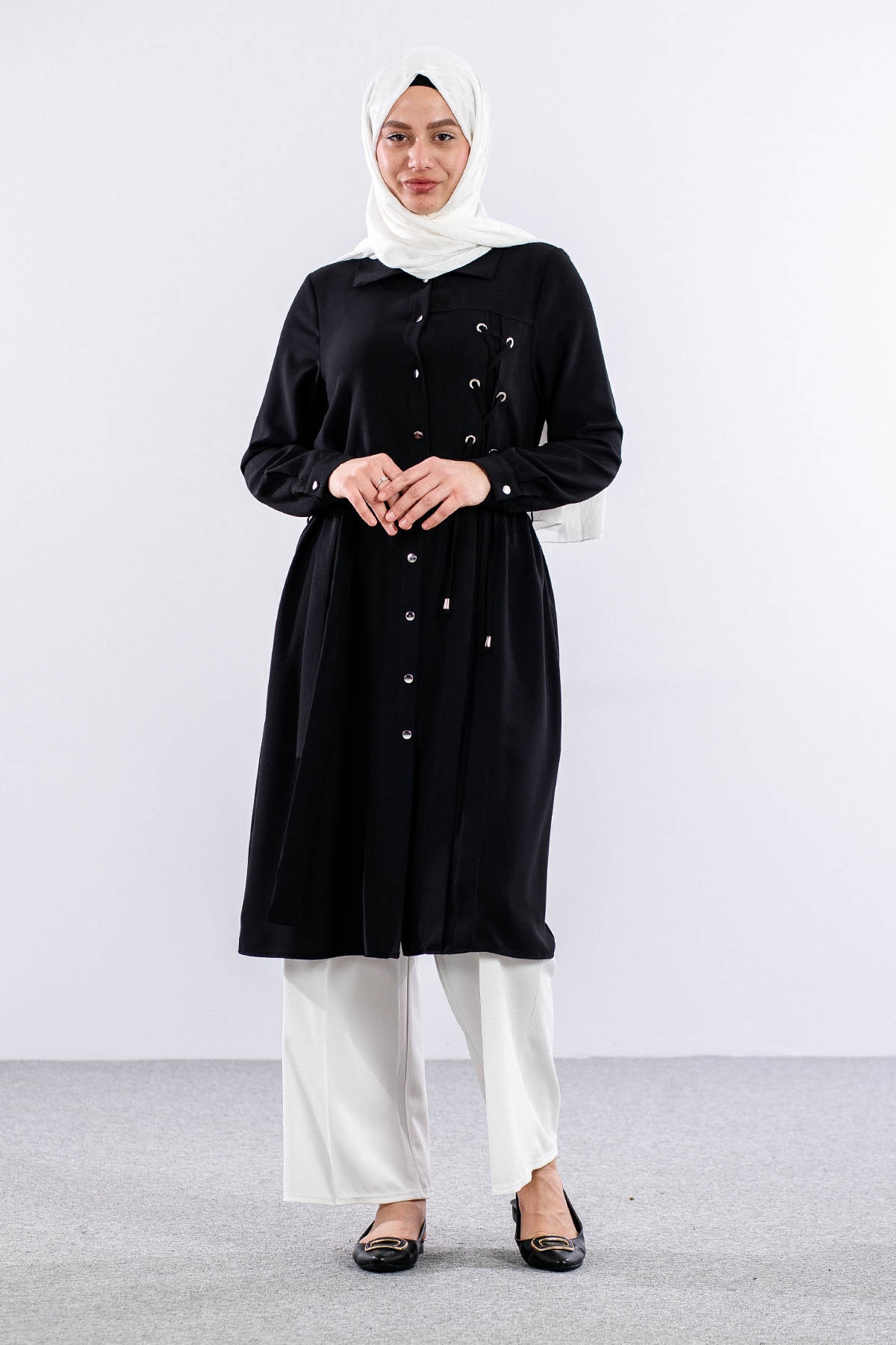 7693 Tunik 40-48 Kusgozu - Siyah - 1