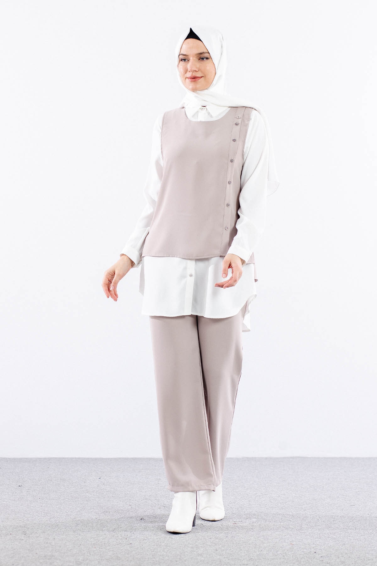 7698 3lü Yelek Takim 38-46 - Tas - 2