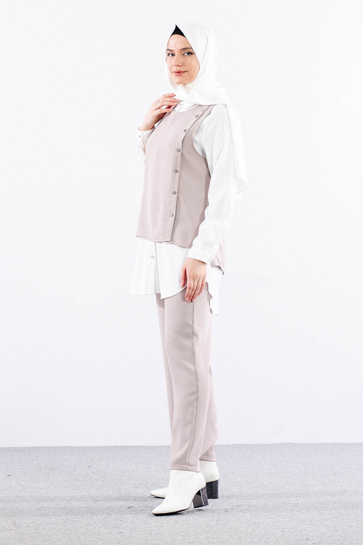 7698 3lü Yelek Takim 38-46 - Tas - 4