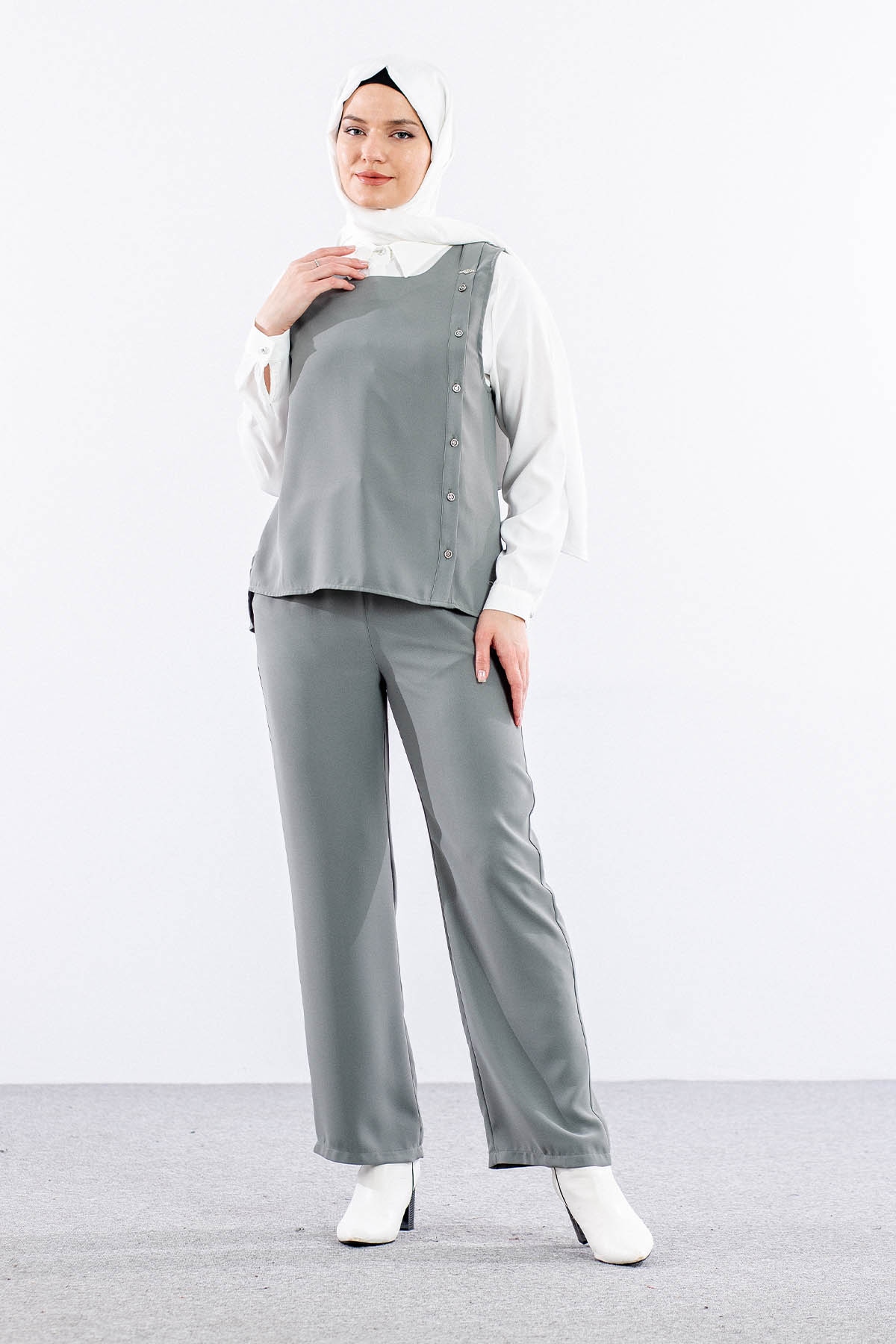 7698 3lü Yelek Takim 38-46 - Yesil - 1