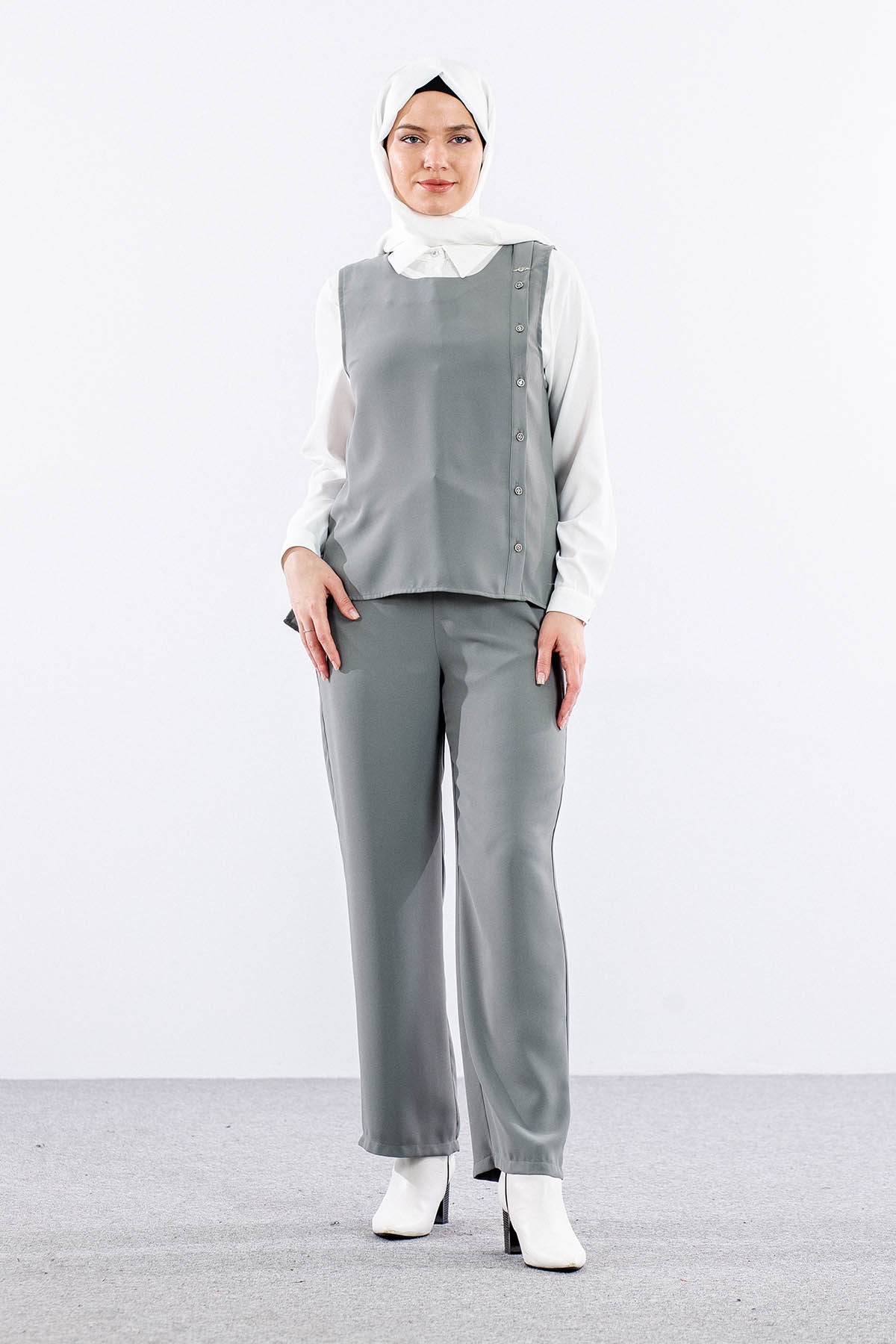 7698 3lü Yelek Takim 38-46 - Yesil - 2