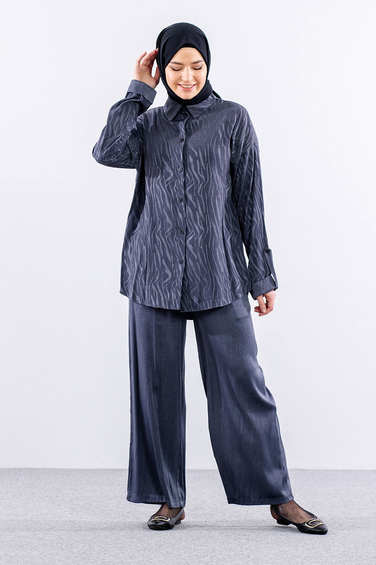 7705 Saten Takim 38-46 - Antrasit - 2