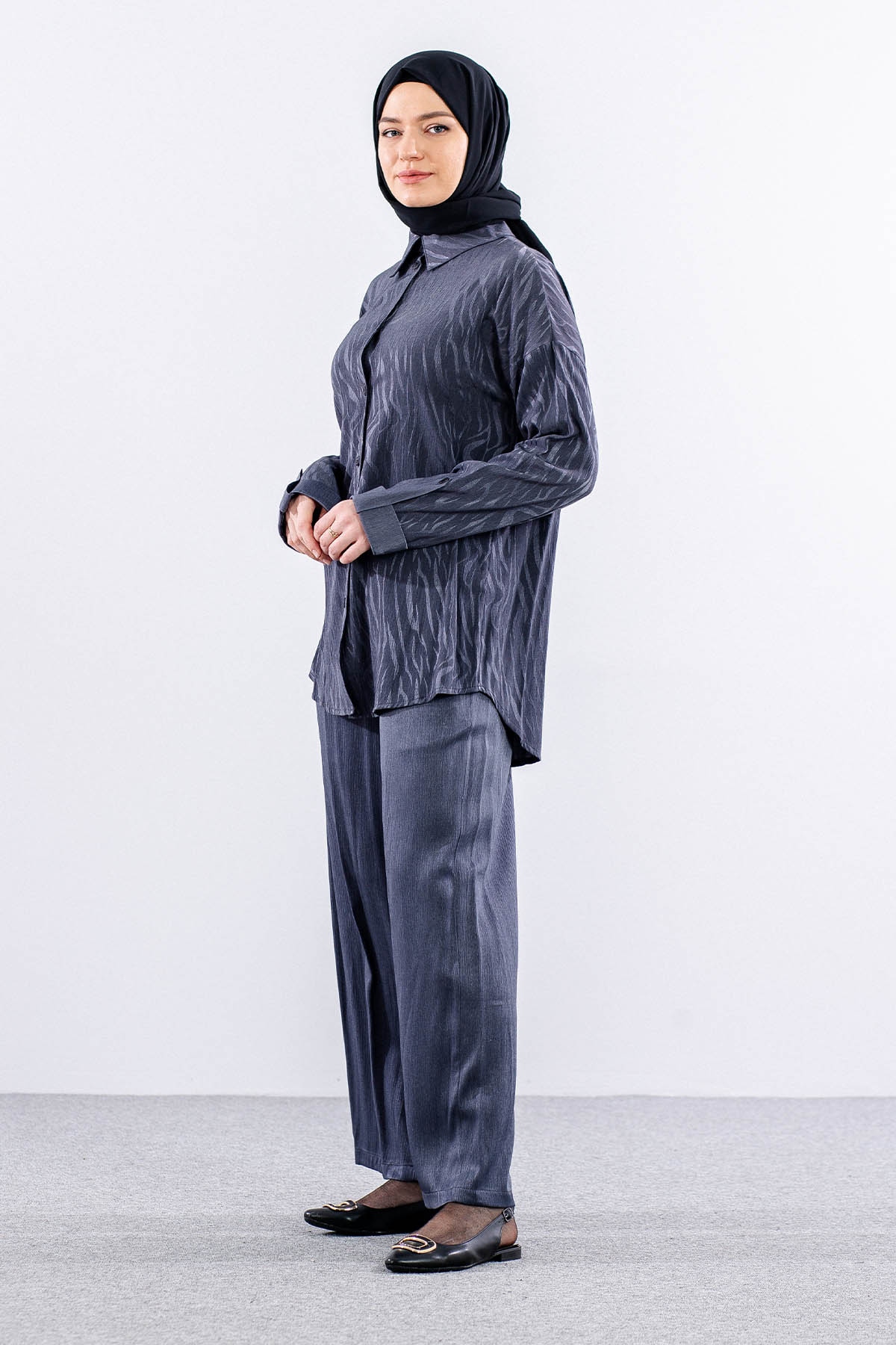 7705 Saten Takim 38-46 - Antrasit - 3