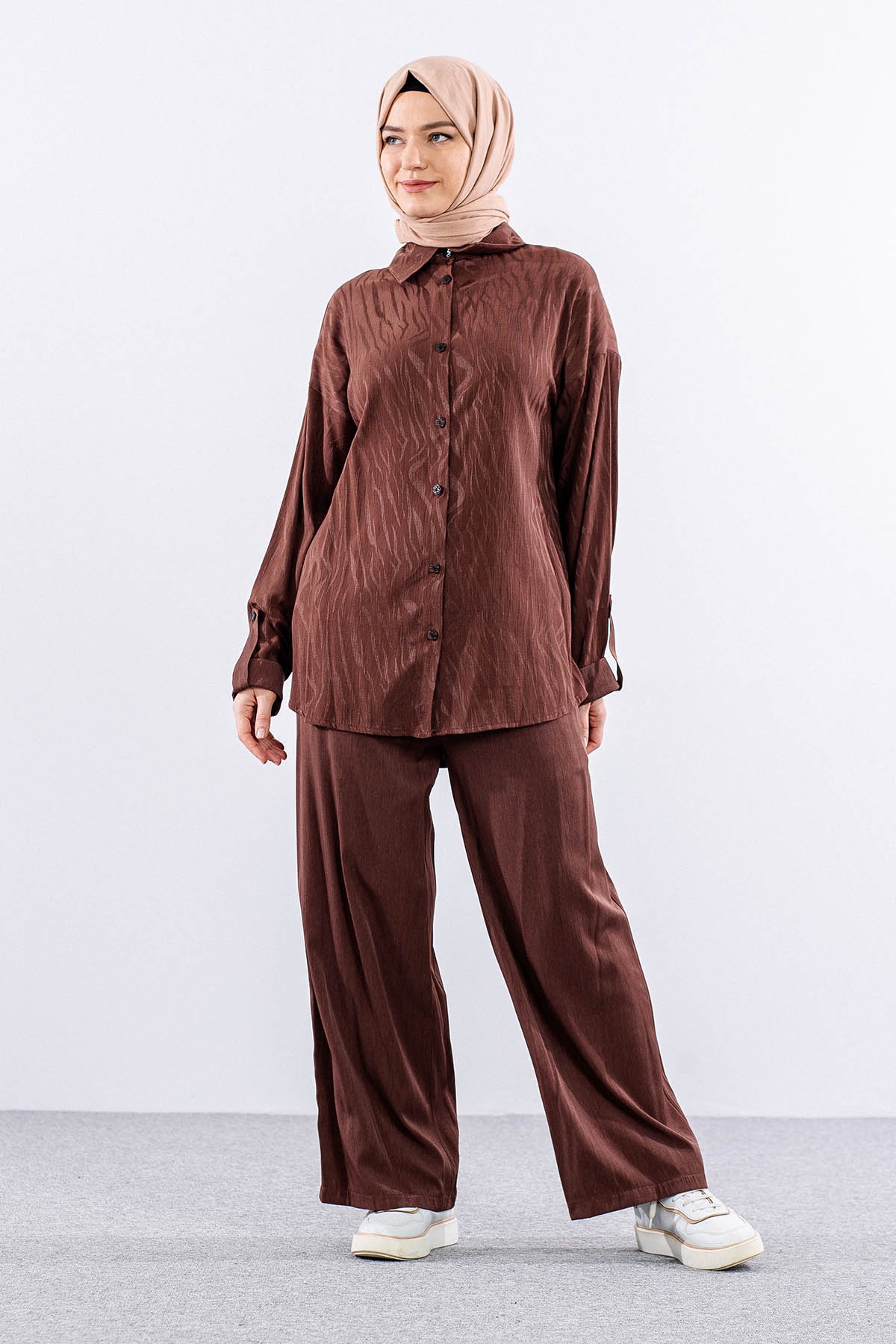 7705 Saten Takim 38-46 - Kahve - 2