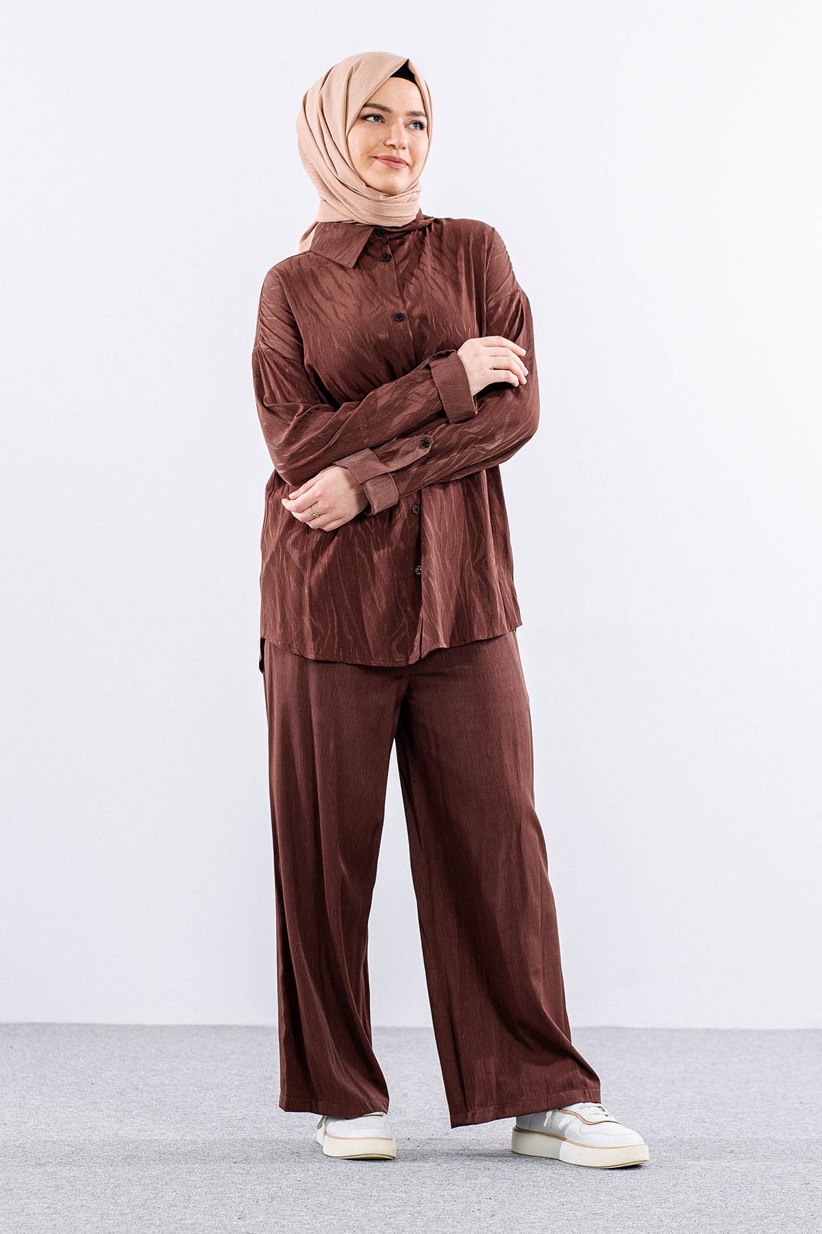 7705 Saten Takim 38-46 - Kahve - 3