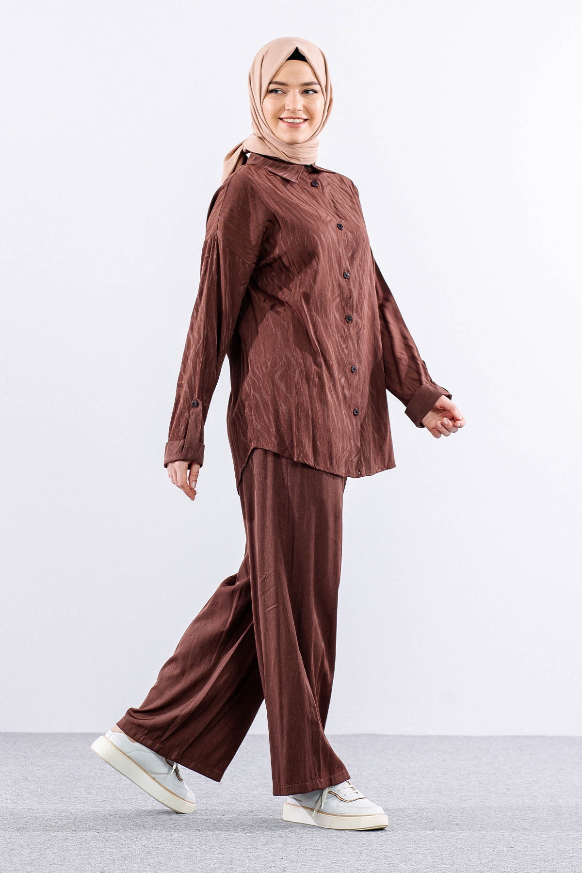 7705 Saten Takim 38-46 - Kahve - 4