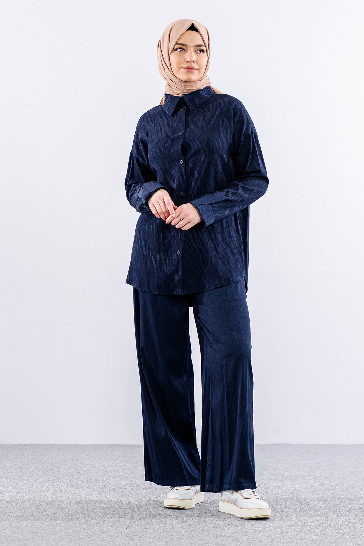 7705 Saten Takim 38-46 - Lacivert - 1