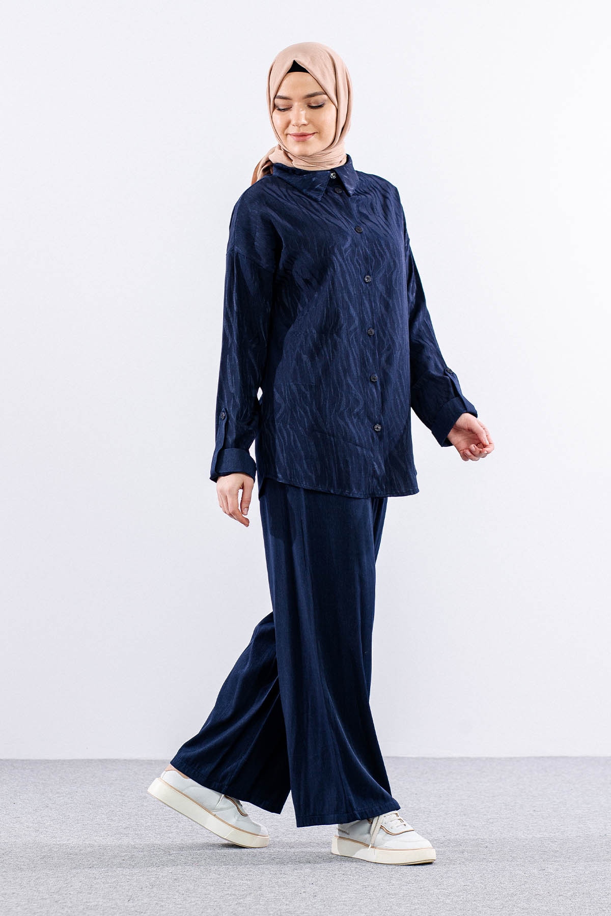 7705 Saten Takim 38-46 - Lacivert - 4