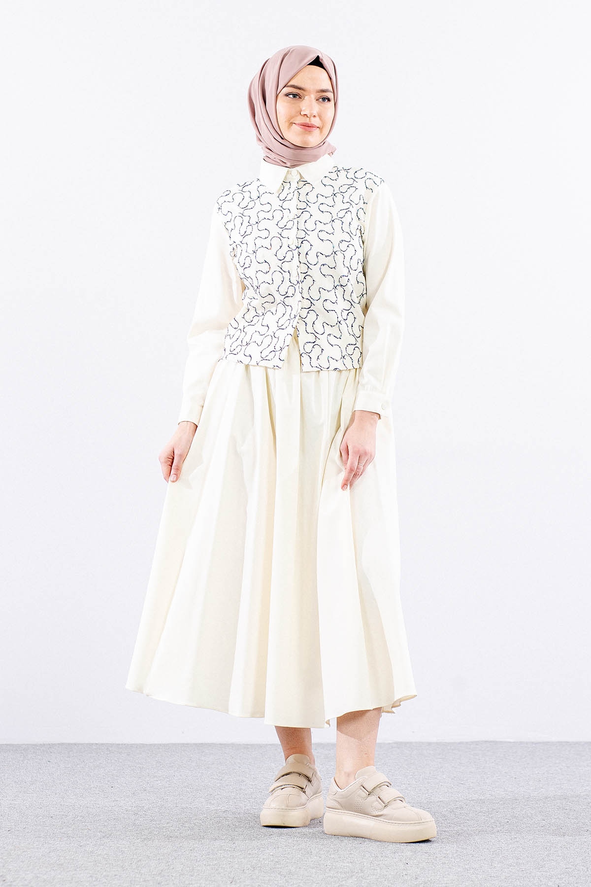 7708 Takim 38-44 Mrmr - Krem - 1