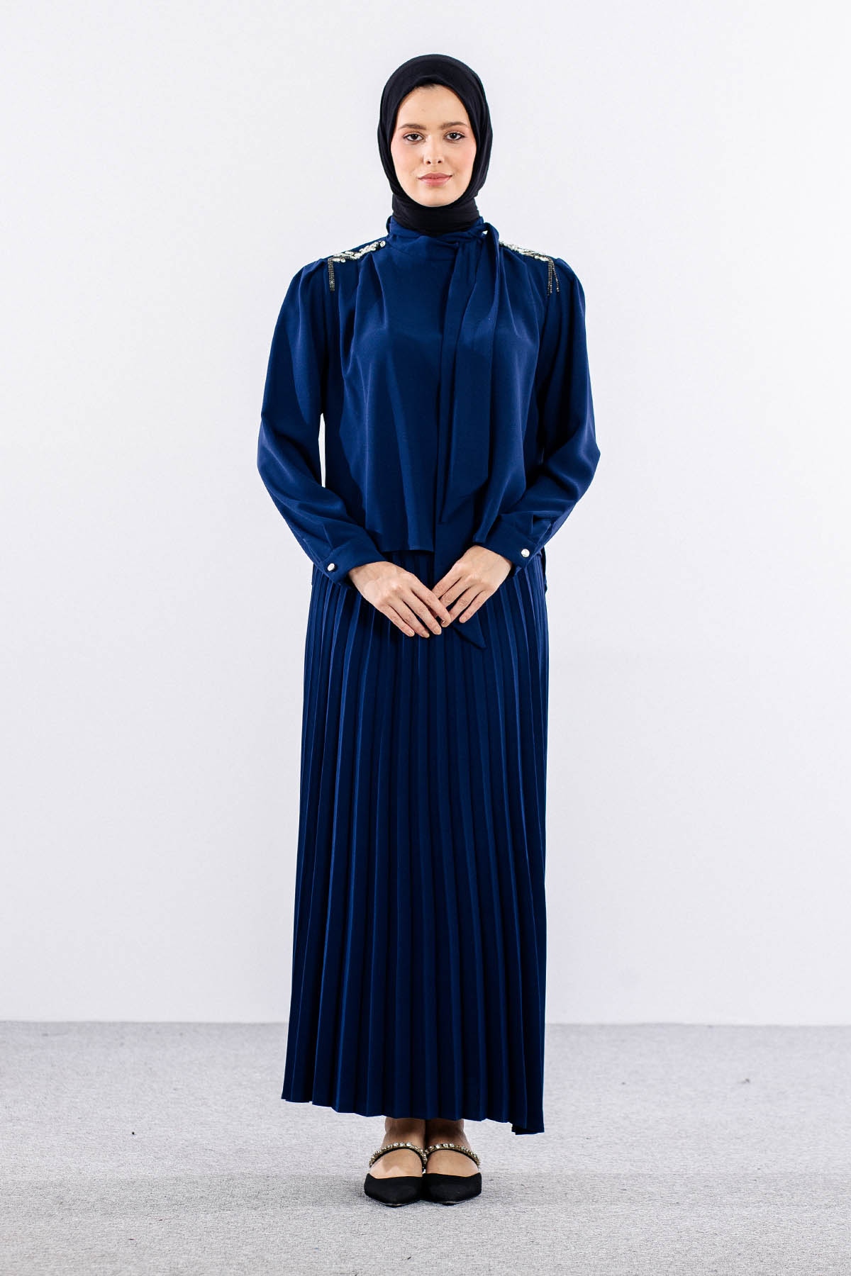 7711 E.takim 40-48 Plıse Etek - Sax - 1