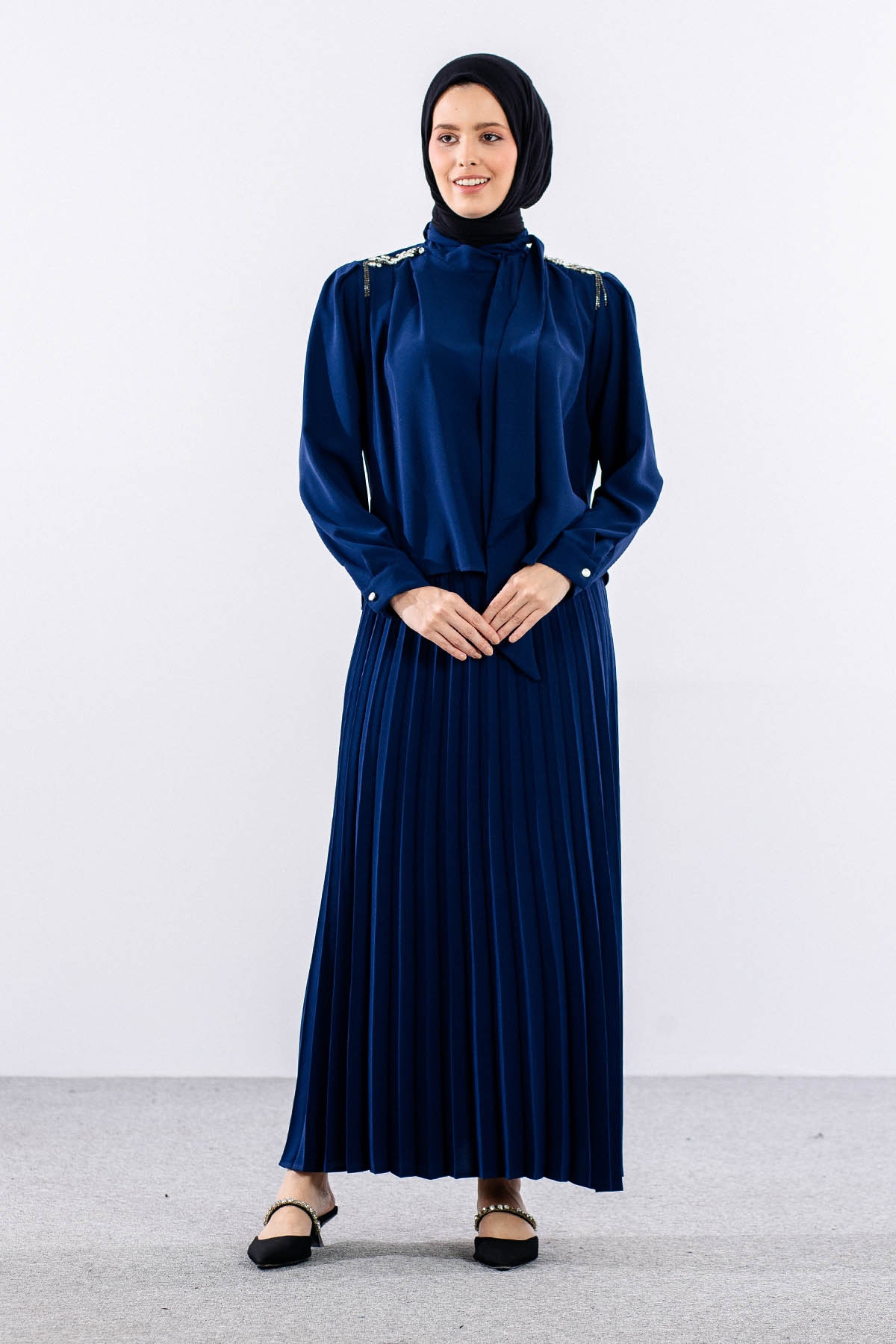 7711 E.takim 40-48 Plıse Etek - Sax - 2