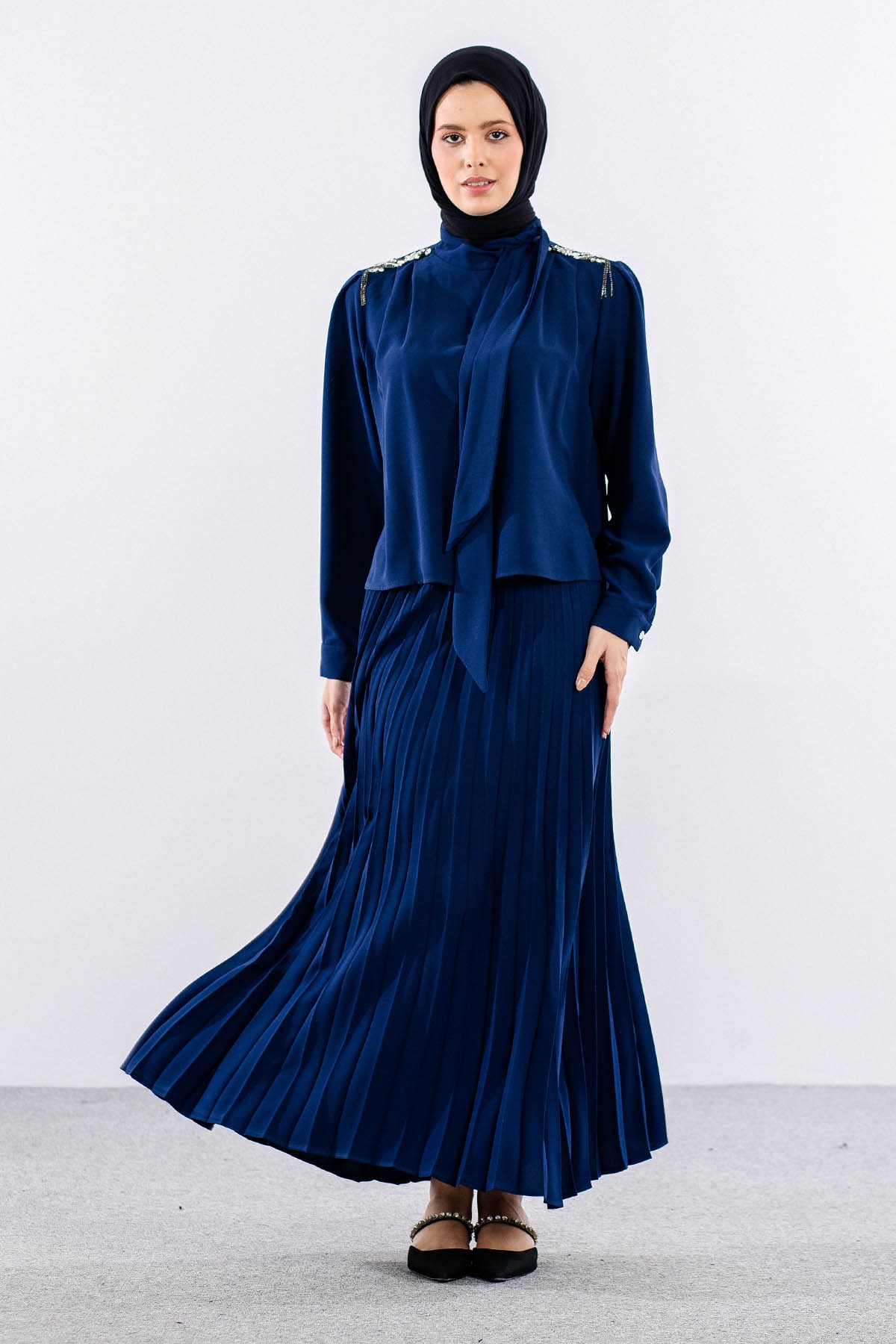 7711 E.takim 40-48 Plıse Etek - Sax - 4