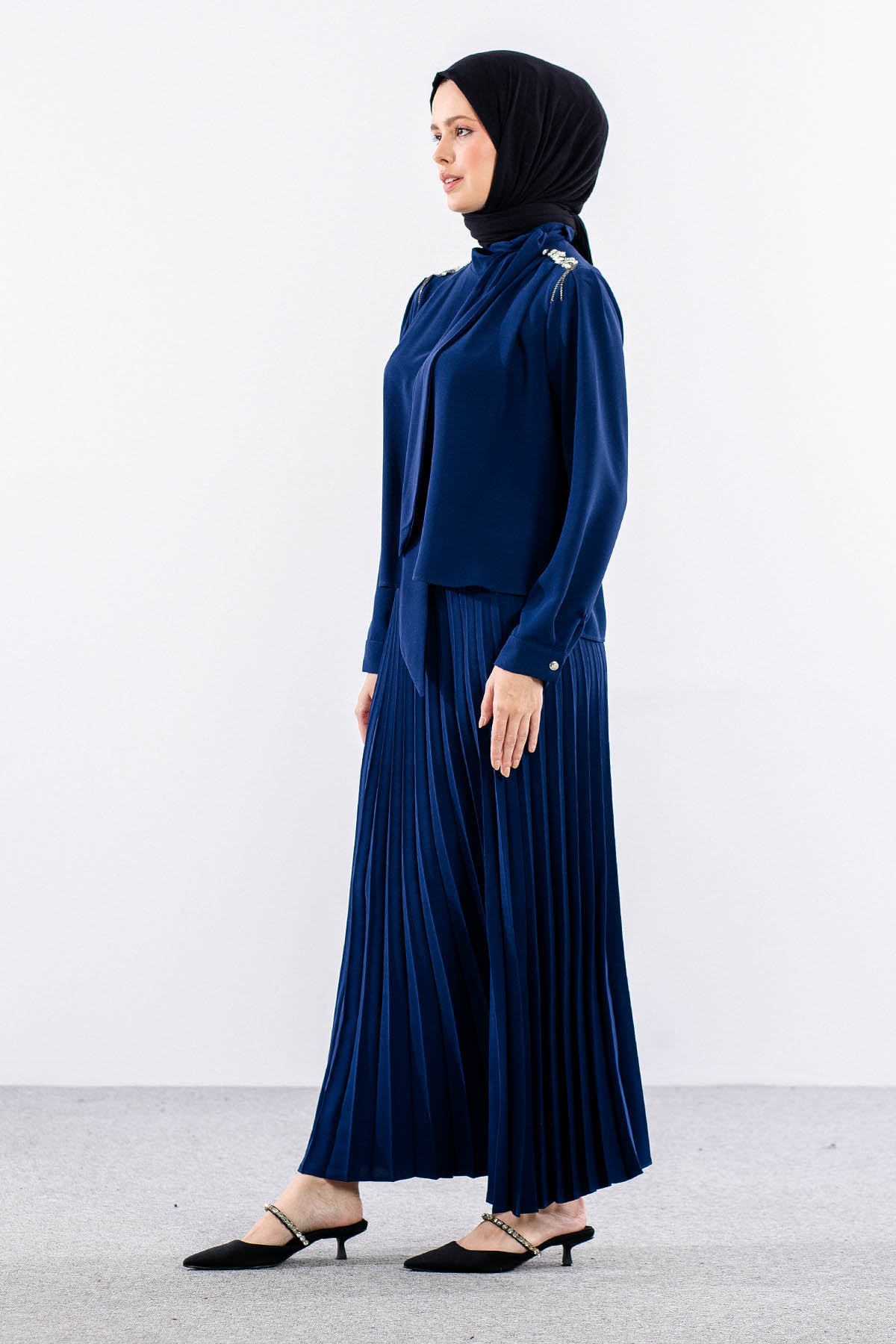 7711 E.takim 40-48 Plıse Etek - Sax - 5