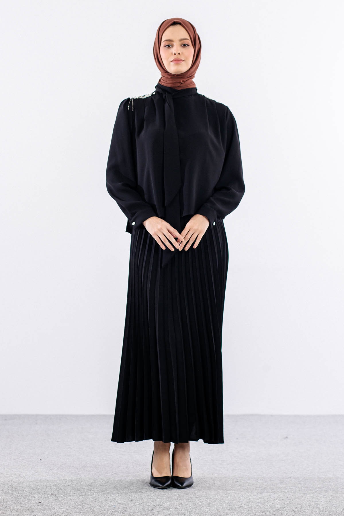 7711 E.takim 40-48 Plıse Etek - Siyah - 3