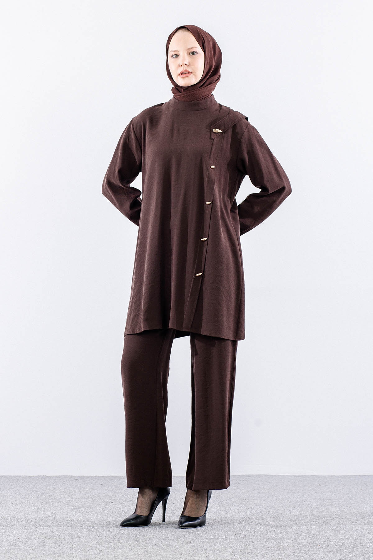 7722 Takim 40-48 Dugmeli - Kahve - 2