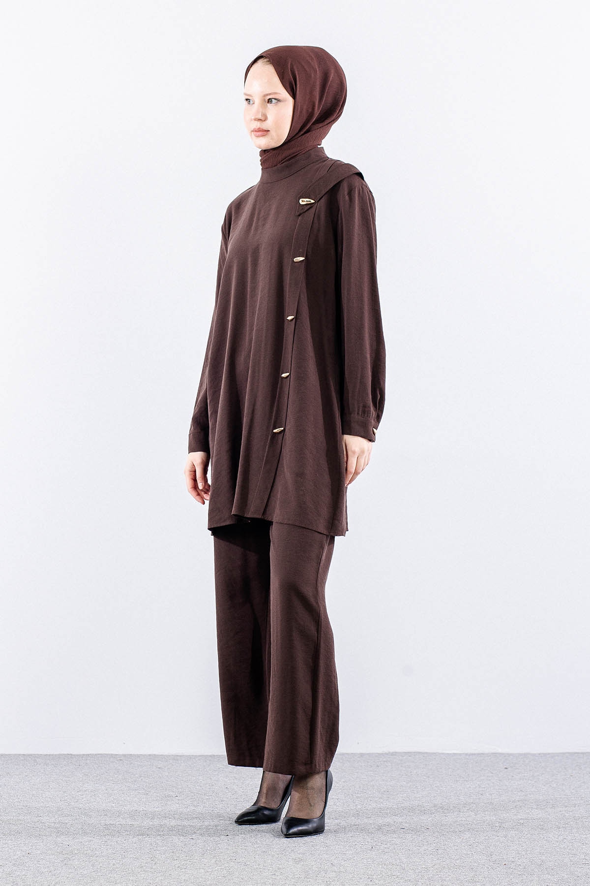 7722 Takim 40-48 Dugmeli - Kahve - 3