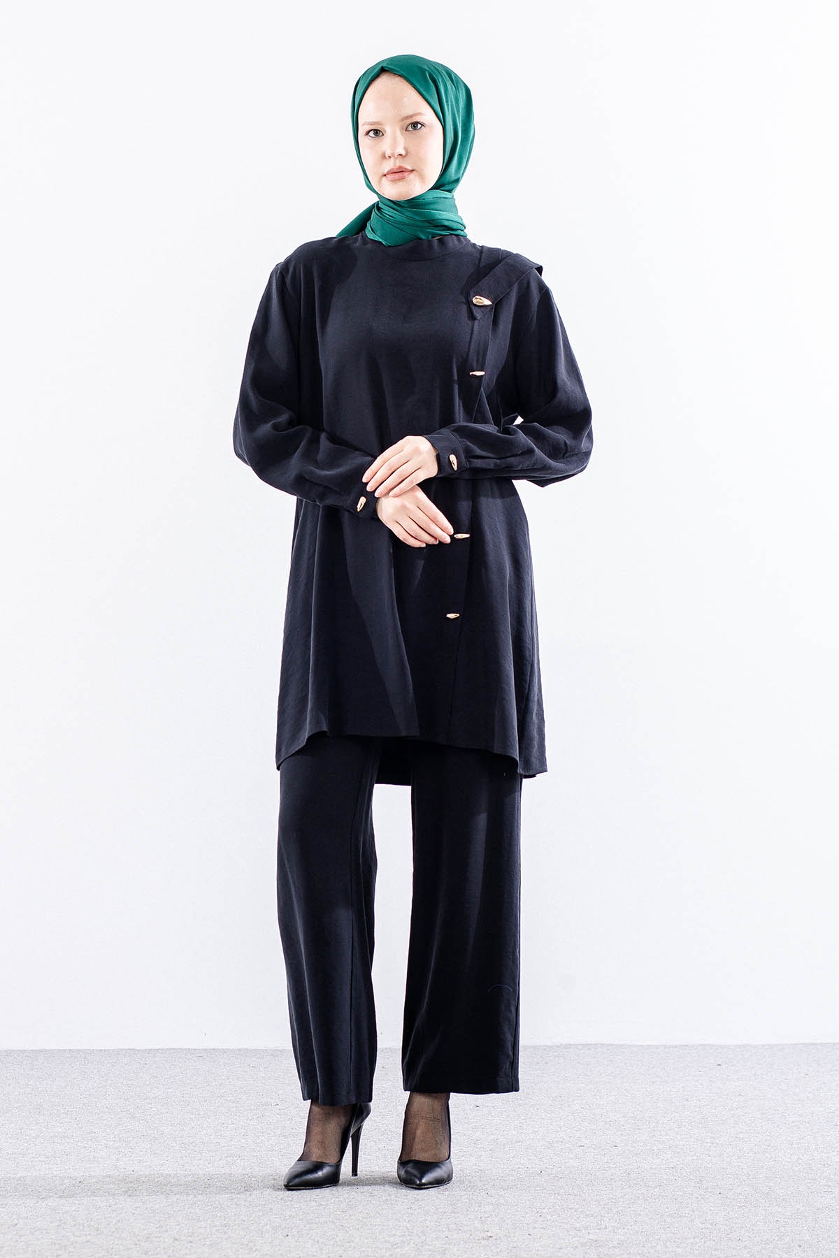 7722 Takim 40-48 Dugmeli - Siyah - 1