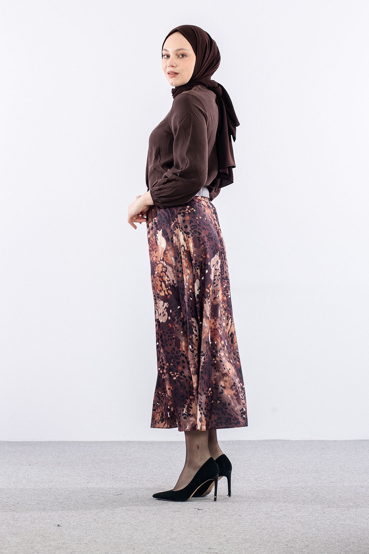 7724 E.takim 38-44 Saten Desen - Kahve - 4