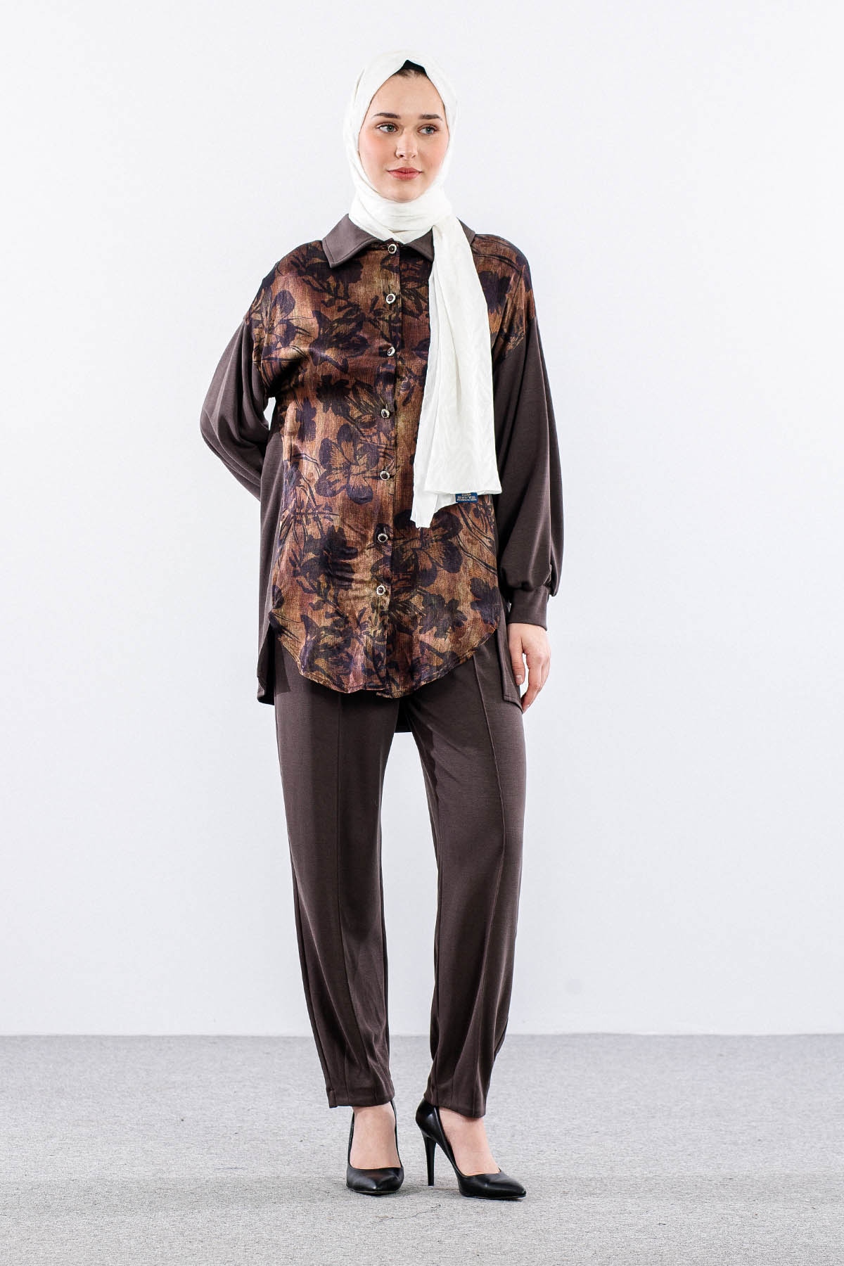 7727 Takim 38-40-42 Desen - Kahve - 1