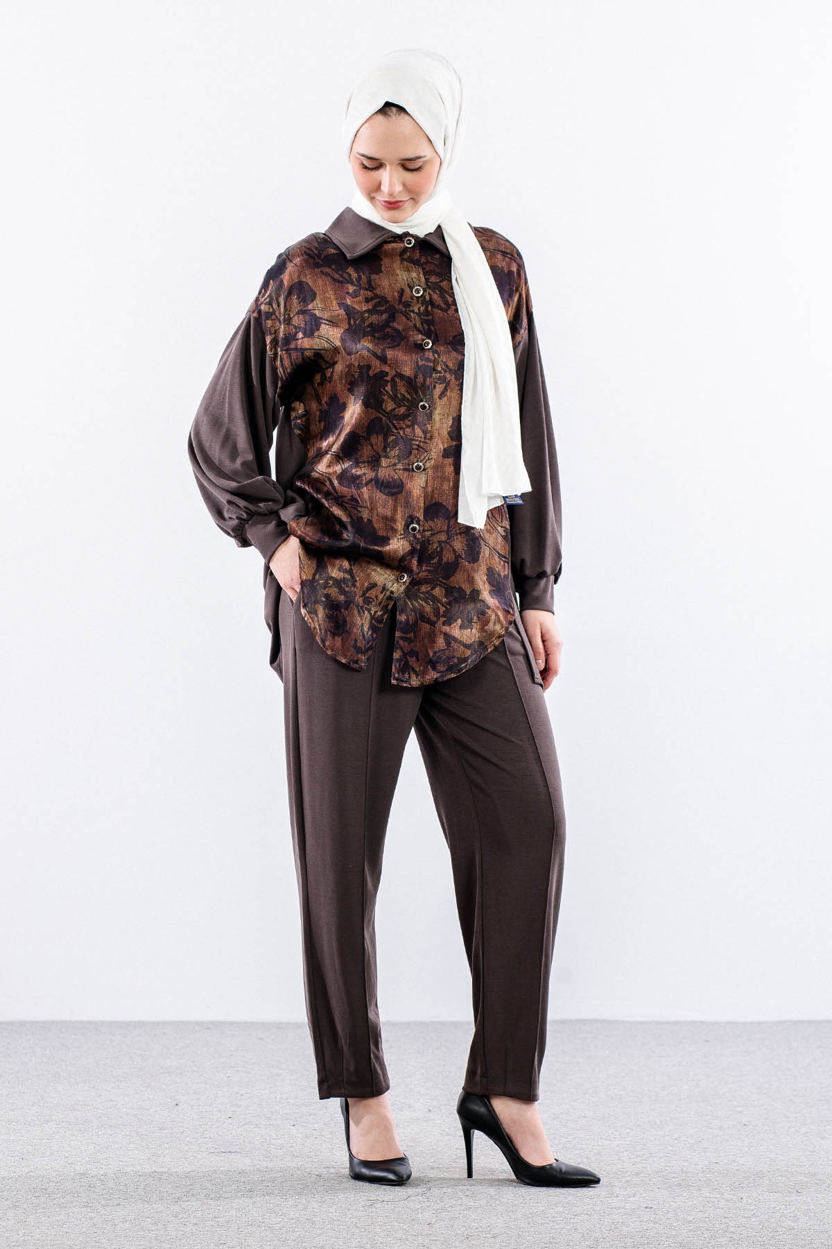 7727 Takim 38-40-42 Desen - Kahve - 2