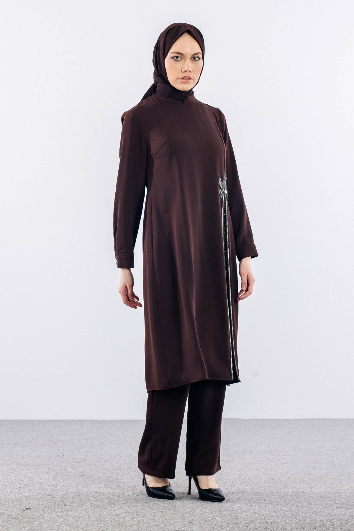 7731 Takim 44-52 Sik Tas Detay - Kahve - 1