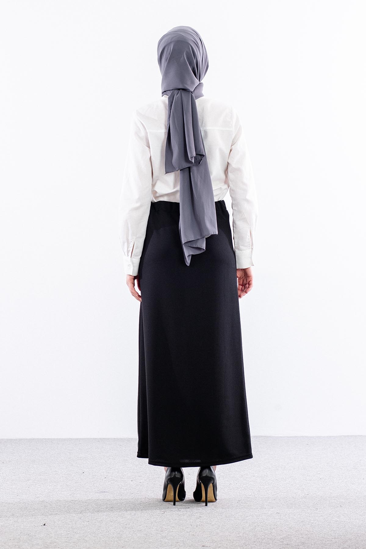 792 Kalem Etek 38-48 Krep Kumas - Siyah - 5