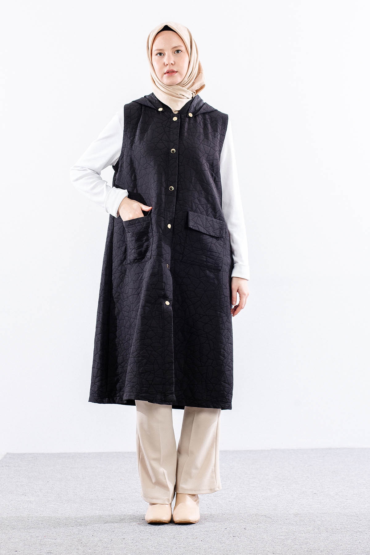 8005 Kapitone Yelek 46-52 - Siyah - 1