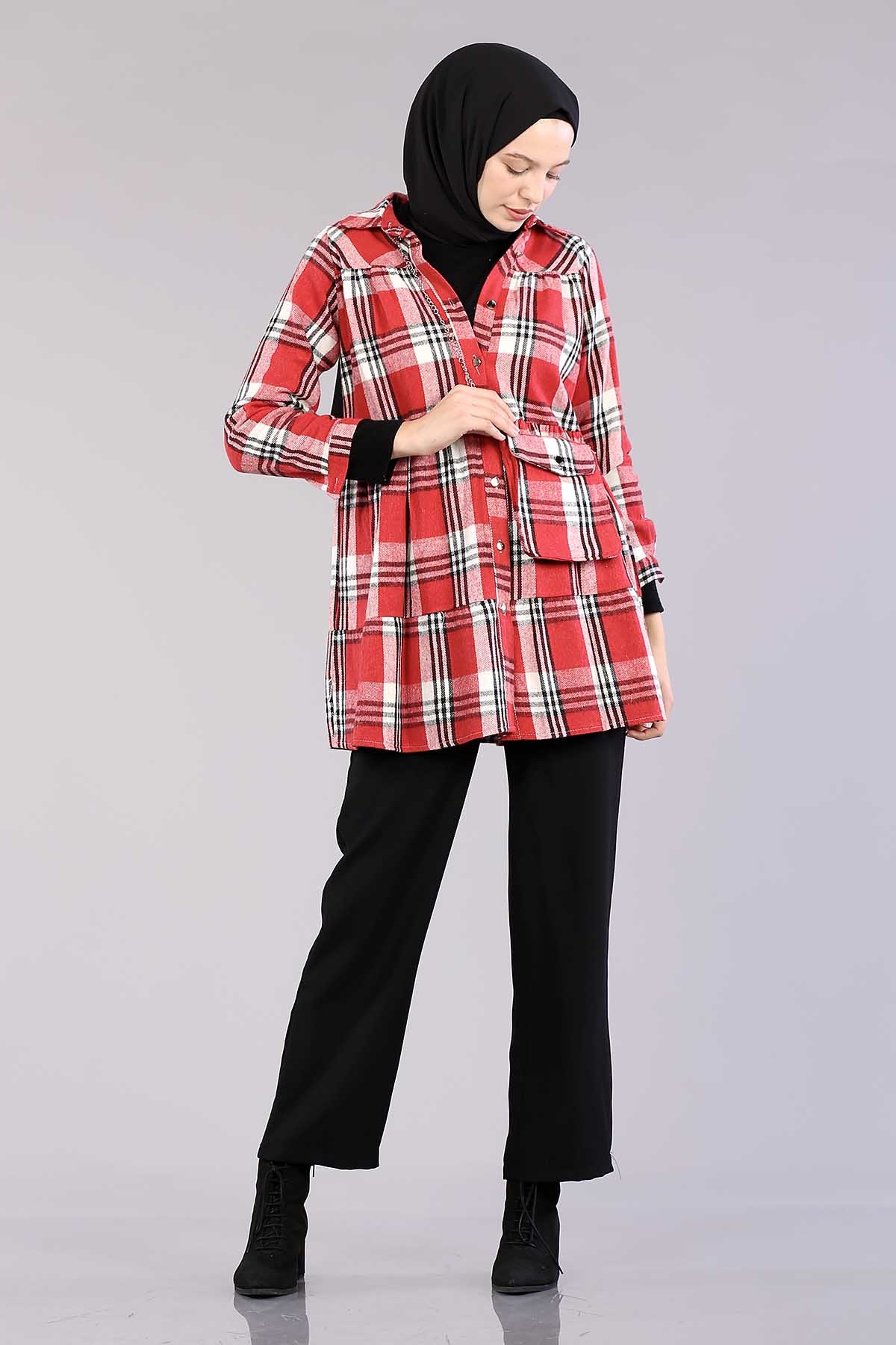 8058 Oduncu Gömlek 38-44 - Bordo - 1