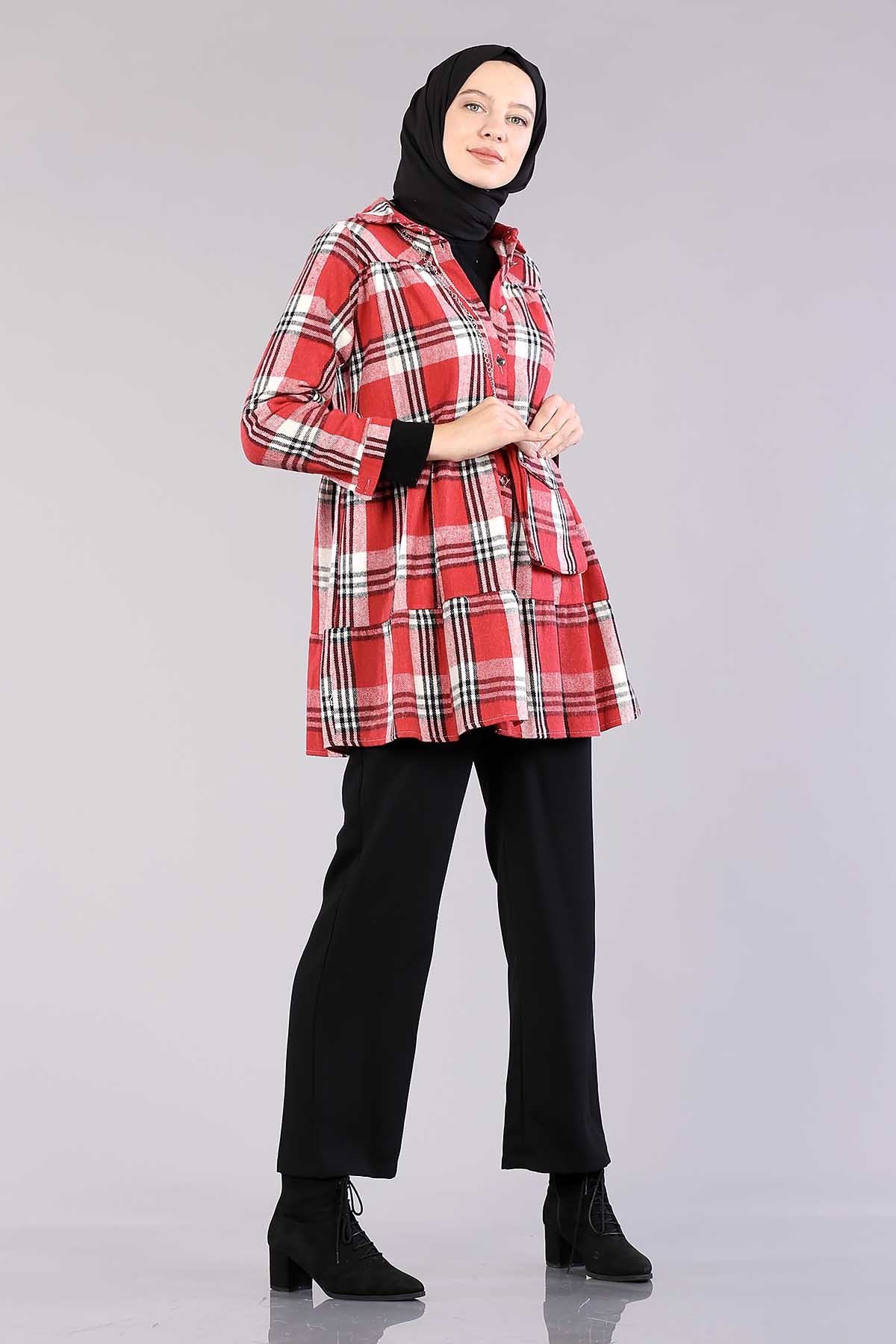 8058 Oduncu Gömlek 38-44 - Bordo - 2