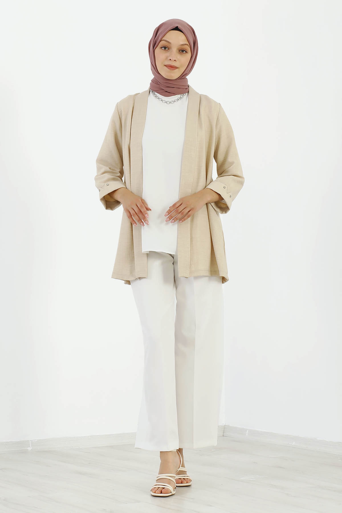 8152 Bluz Ceket 40-48 - Bej - 1