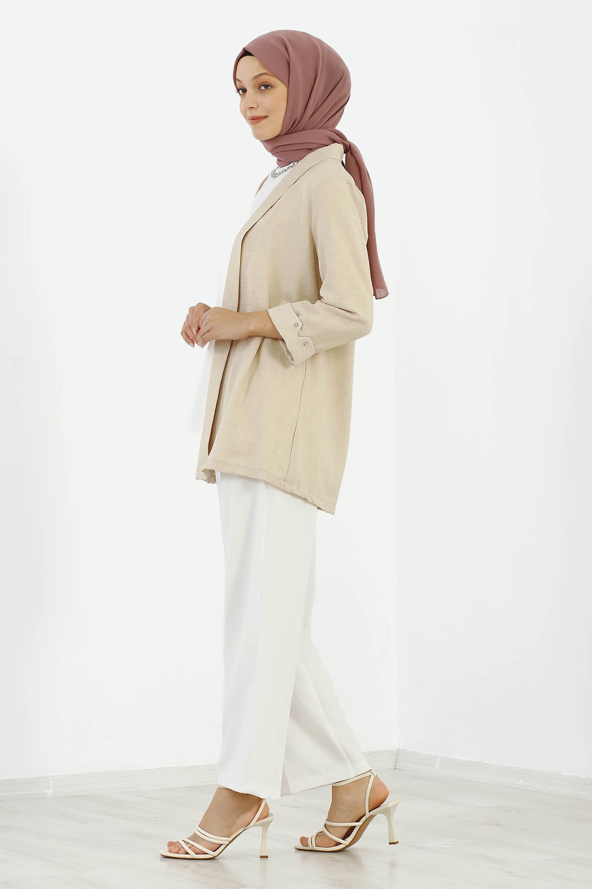 8152 Bluz Ceket 40-48 - Bej - 3