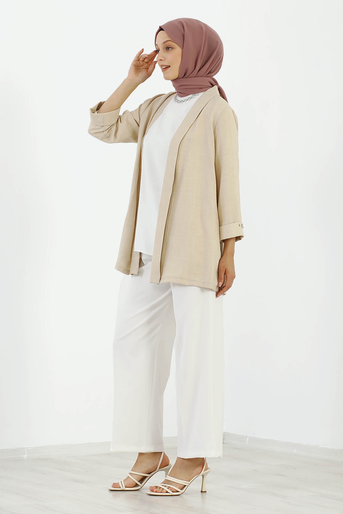 8152 Bluz Ceket 40-48 - Bej - 4