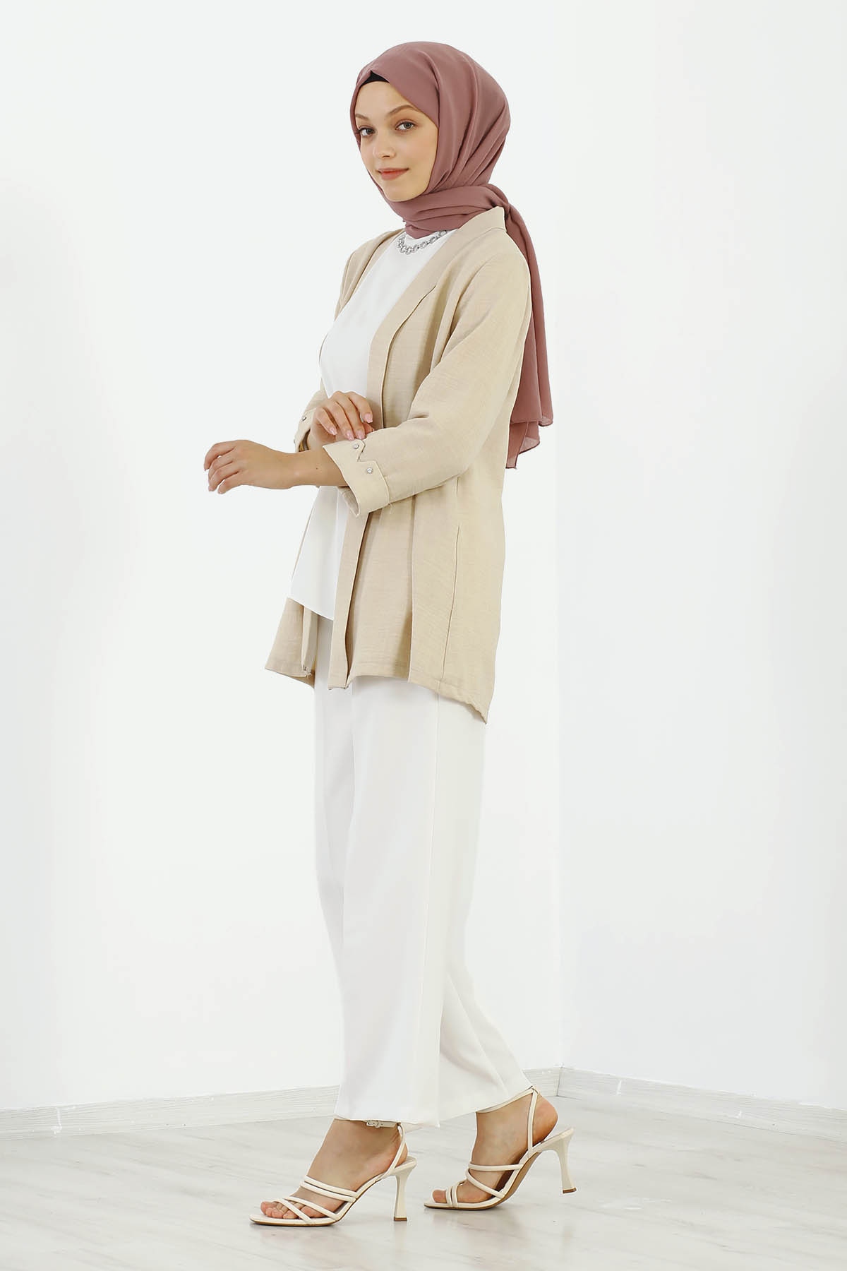 8152 Bluz Ceket 40-48 - Bej - 5