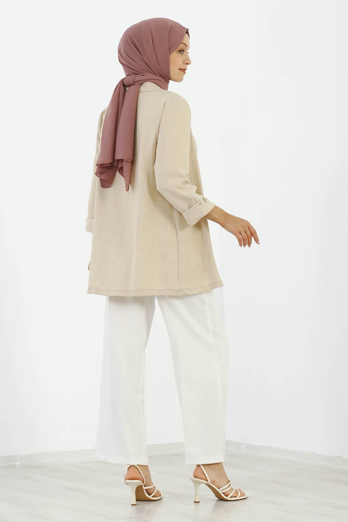 8152 Bluz Ceket 40-48 - Bej - 6