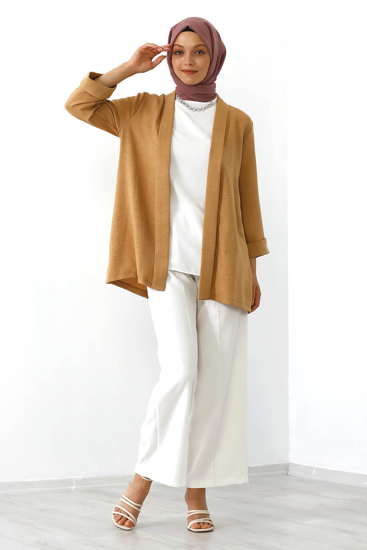 8152 Bluz Ceket 40-48 - Hardal - 1