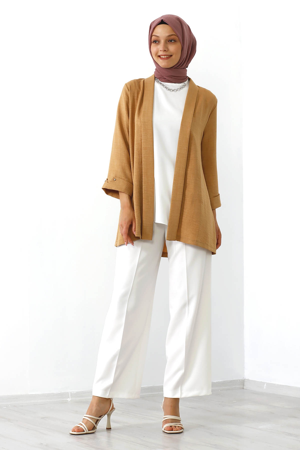 8152 Bluz Ceket 40-48 - Hardal - 2