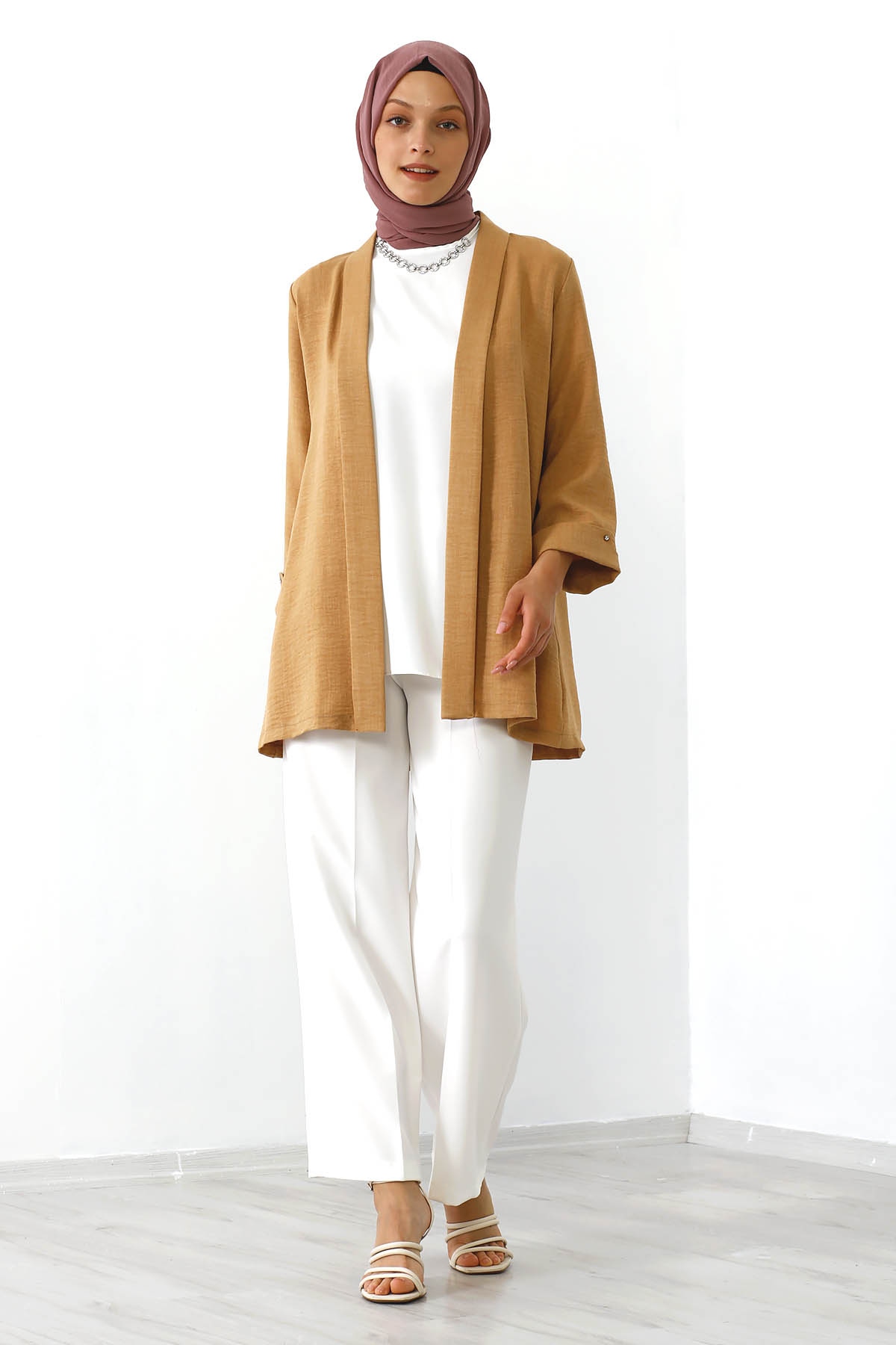 8152 Bluz Ceket 40-48 - Hardal - 3