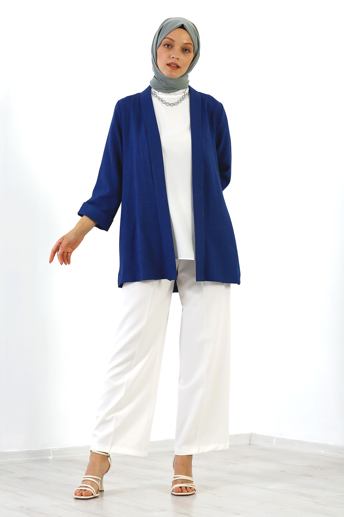 8152 Bluz Ceket 40-48 - Indigo - 1